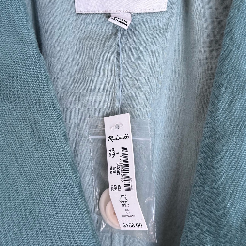 Madewell SeaFoam Green new with tags linen blazer large - Picture 7 of 9